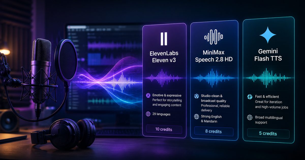 AI Text-to-Speech in 2026: ElevenLabs vs MiniMax vs Gemini Flash TTS