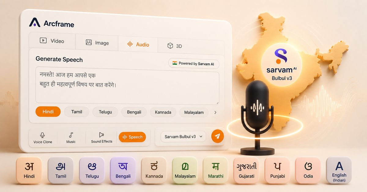 How to Generate Indian Language Speech on Arcframe Using Sarvam AI — Step by Step